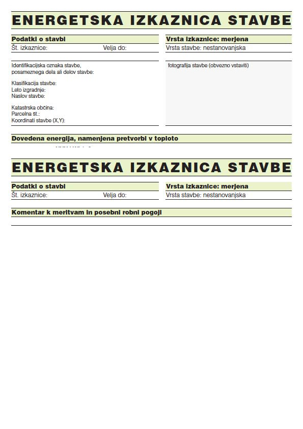 merjena energetska izkaznica