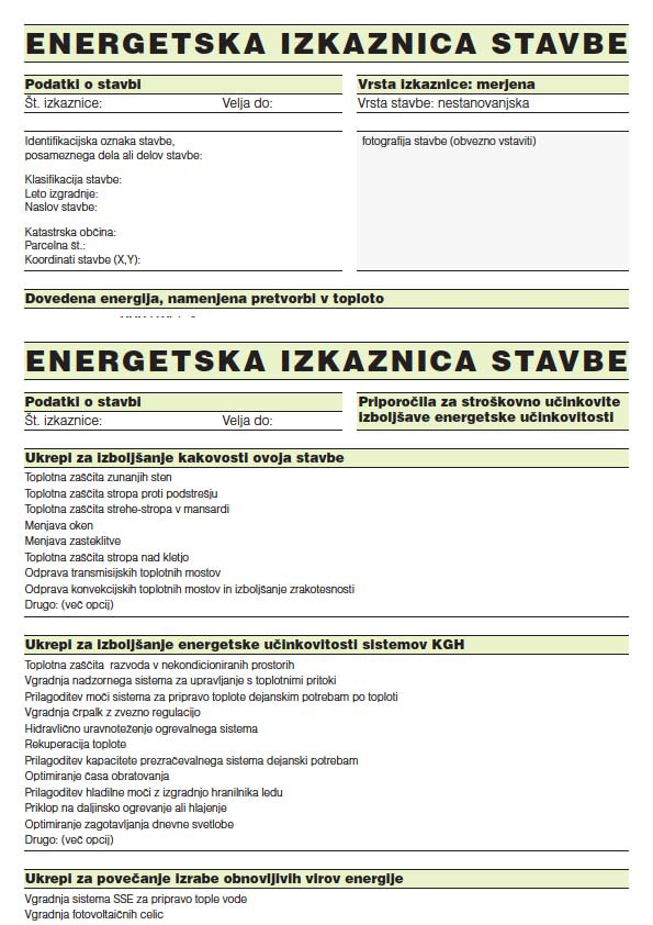priporočila za izboljšave energetske učinkovitosti